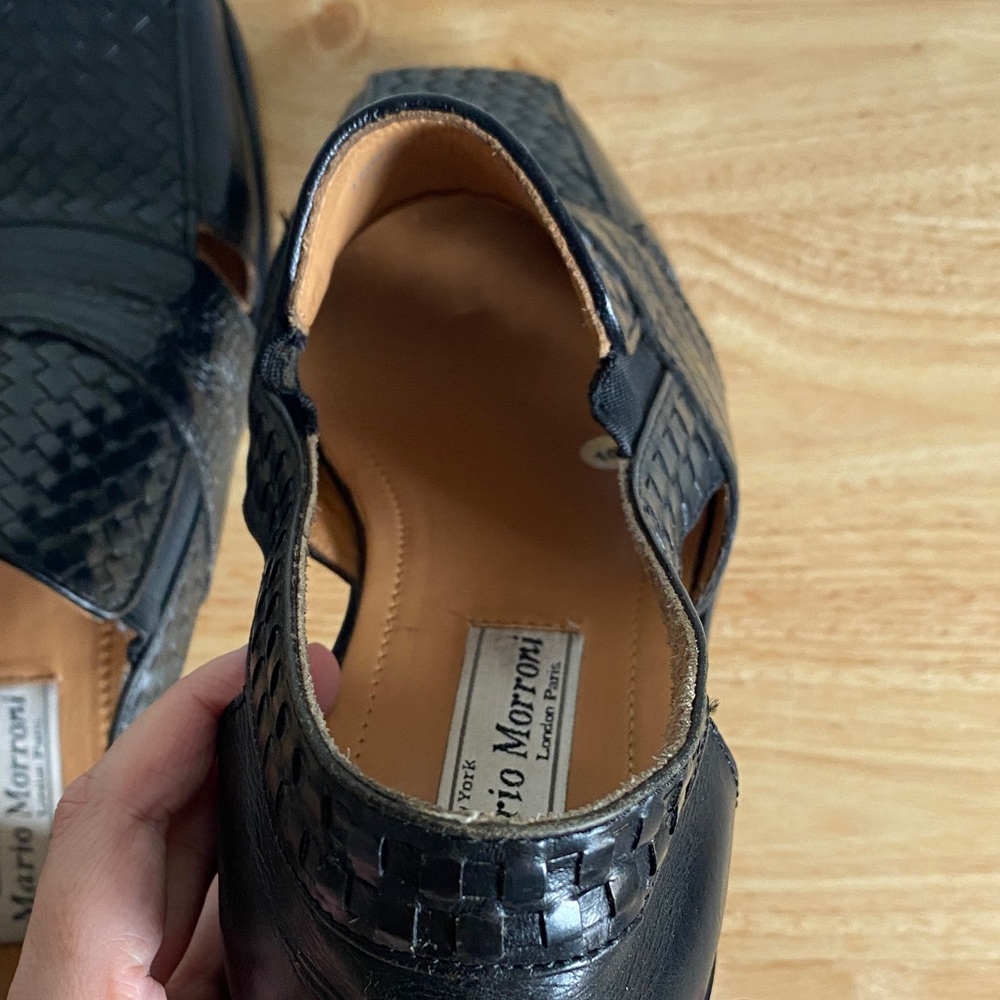 Mario Morroni Black Woven Men's Loafers - Picture 10 of 14
